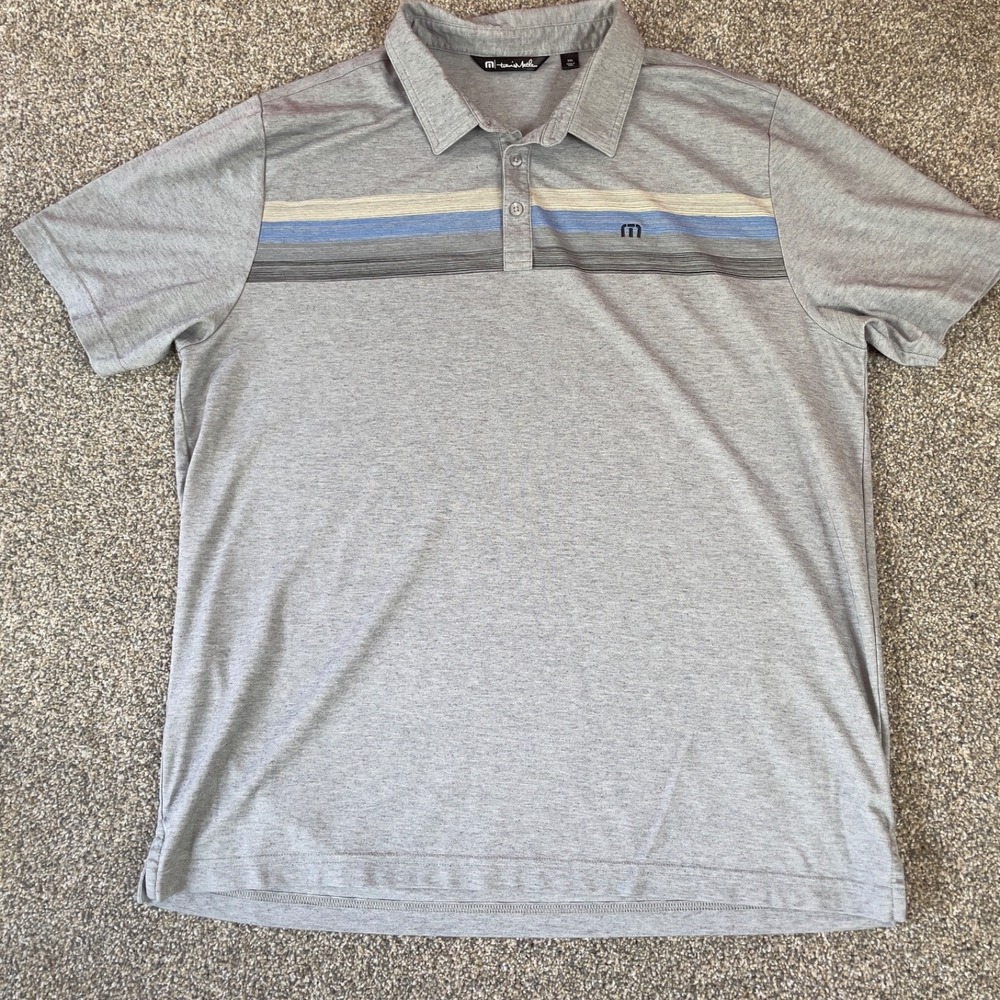 TravisMathew Polo XXL Gray Striped Golf Shirt